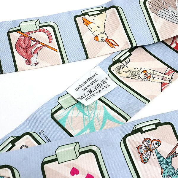 HERMES "HERMES STORY" Silk Twilly Blue Multi
