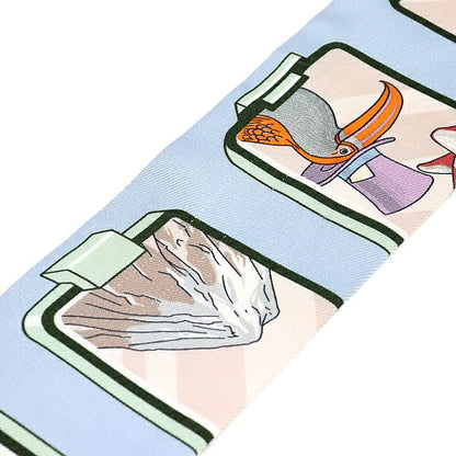 HERMES "HERMES STORY" Silk Twilly Blue Multi