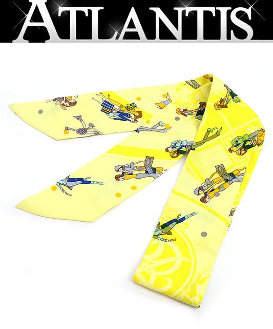 HERMES "Ex-Libris Les Parisiennes" Silk Twilly Yellow