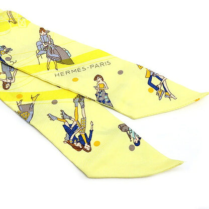 HERMES "Ex-Libris Les Parisiennes" Silk Twilly Yellow