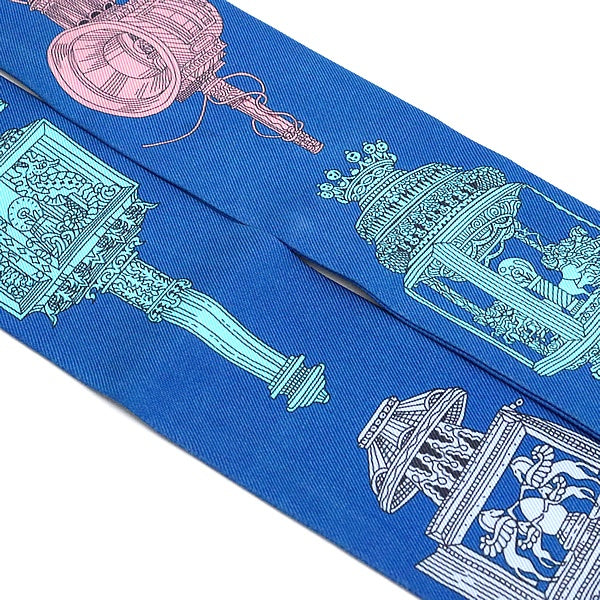 HERMES "Merveilleuses Lanternes" Silk Twilly Blue Multi