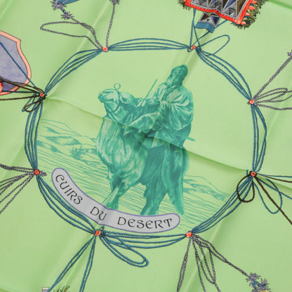 HERMES Carré 90 "Cuirs du Desert" Scarf Green Size ONE SIZE