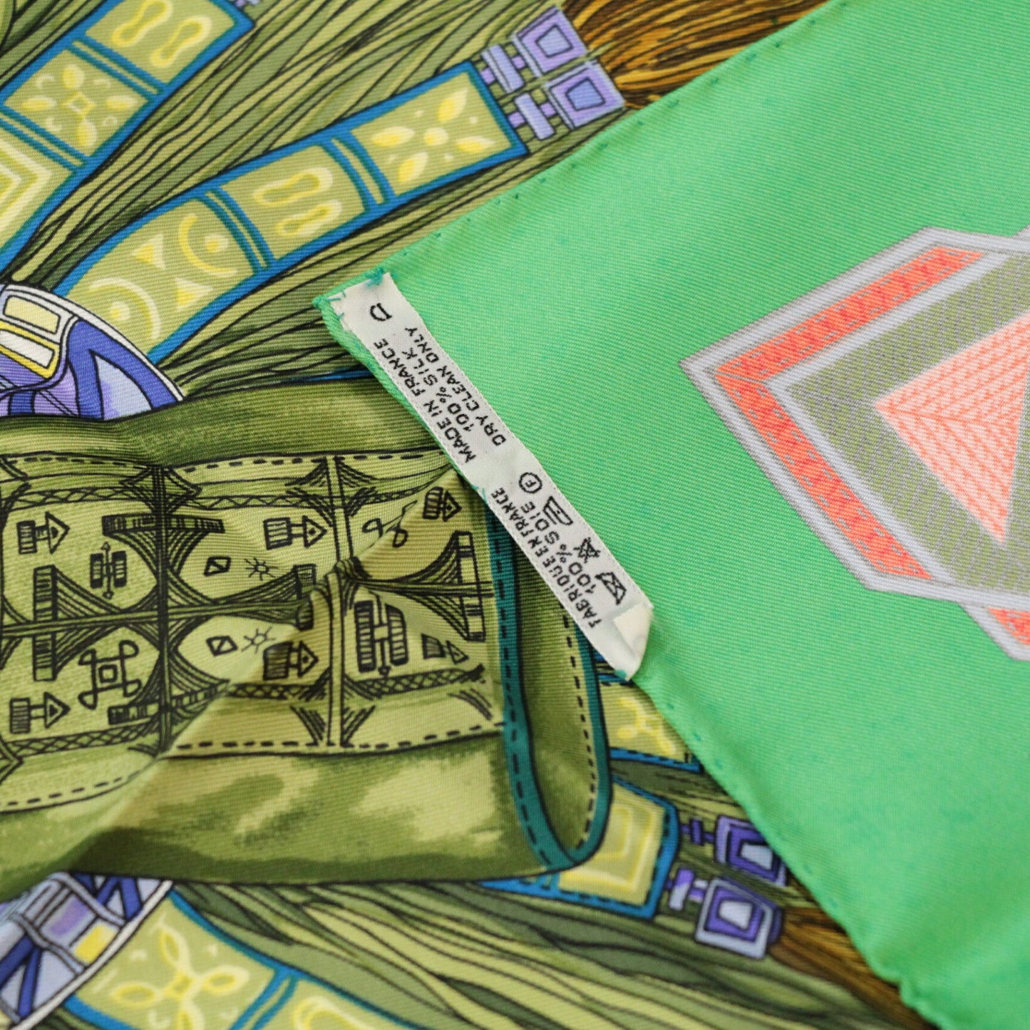 HERMES Carré 90 "Cuirs du Desert" Scarf Green Size ONE SIZE