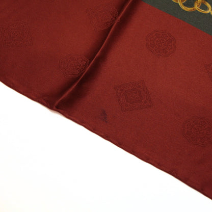 CHANEL Chain Print Silk Scarf Green/Bordeaux Size ONE SIZE