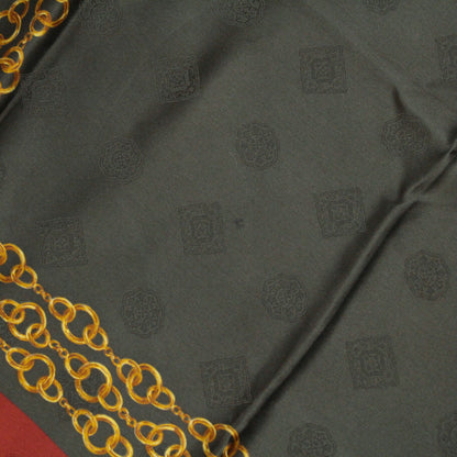 CHANEL Chain Print Silk Scarf Green/Bordeaux Size ONE SIZE
