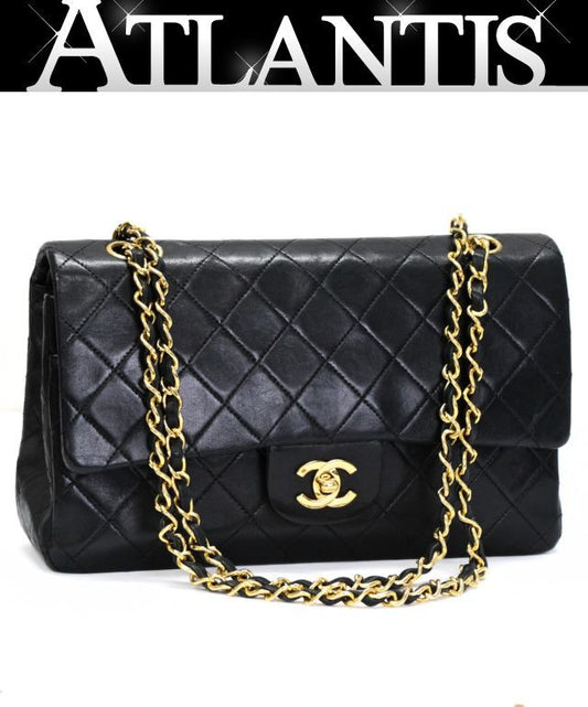 CHANEL Matelasse 25 Double Flap Bag Black Size ONE SIZE