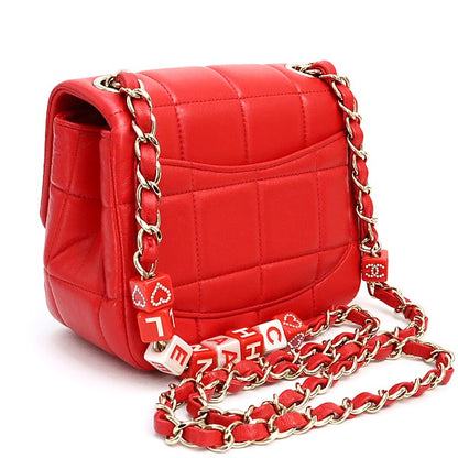 CHANEL Chocolate Bar Lambskin Mini Bag Red Size ONE SIZE