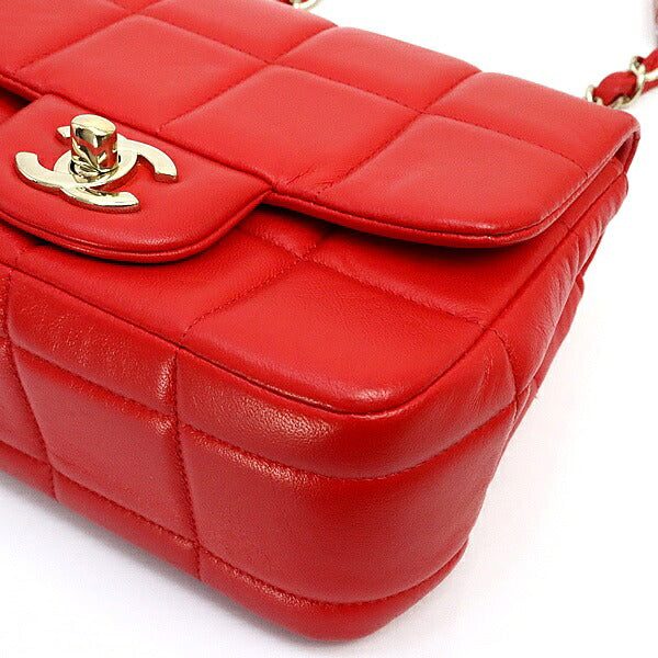 CHANEL Chocolate Bar Lambskin Mini Bag Red Size ONE SIZE