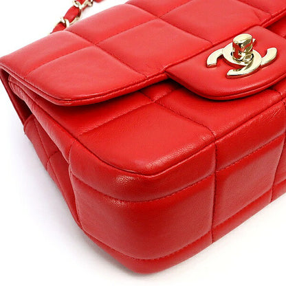 CHANEL Chocolate Bar Lambskin Mini Bag Red Size ONE SIZE