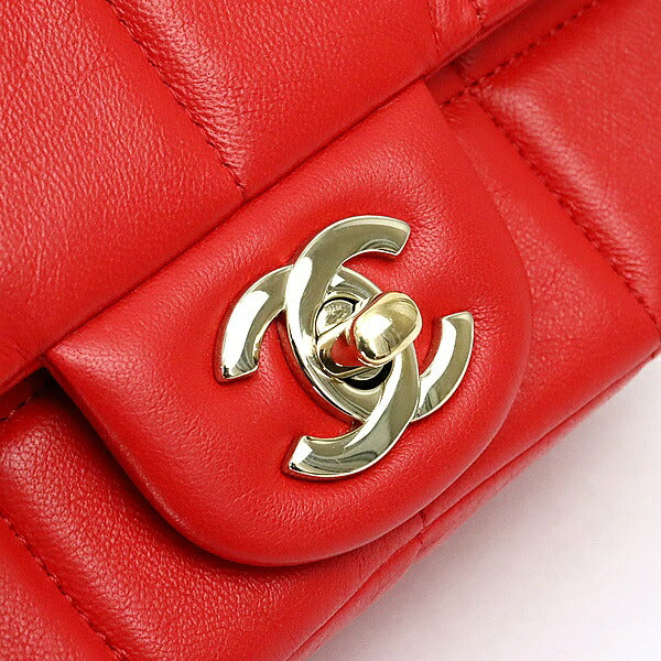 CHANEL Chocolate Bar Lambskin Mini Bag Red Size ONE SIZE