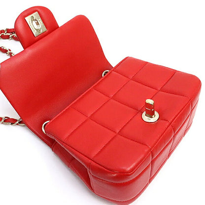 CHANEL Chocolate Bar Lambskin Mini Bag Red Size ONE SIZE
