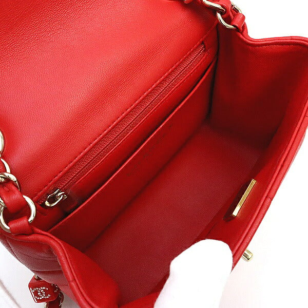 CHANEL Chocolate Bar Lambskin Mini Bag Red Size ONE SIZE