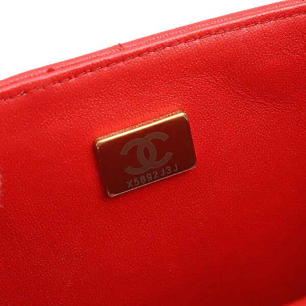 CHANEL Chocolate Bar Lambskin Mini Bag Red Size ONE SIZE
