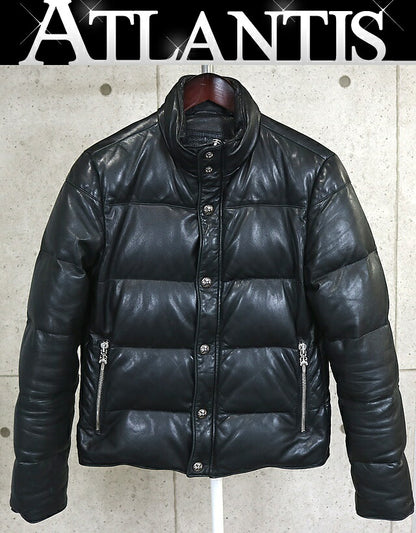CHROME HEARTS STIFF Leather Down Jacket SV925 Black Size S