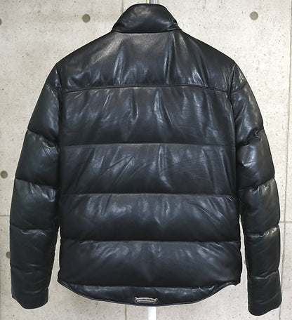CHROME HEARTS STIFF Leather Down Jacket SV925 Black Size S
