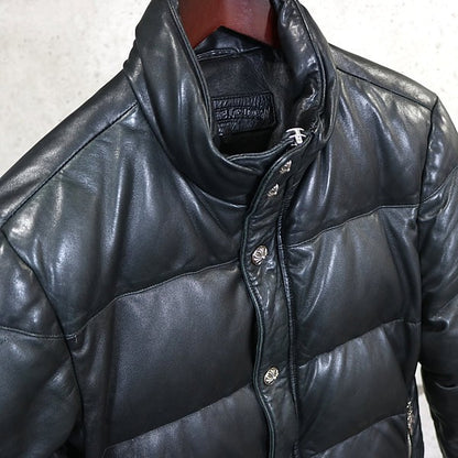CHROME HEARTS STIFF Leather Down Jacket SV925 Black Size S