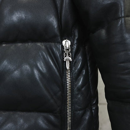 CHROME HEARTS STIFF Leather Down Jacket SV925 Black Size S