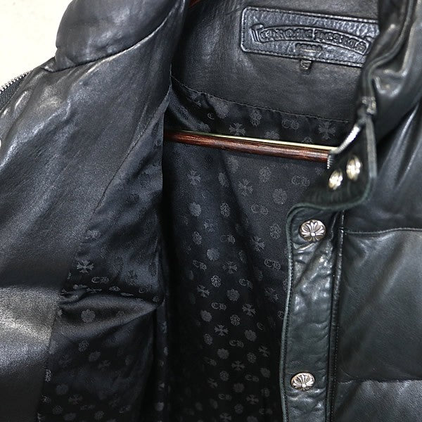 CHROME HEARTS STIFF Leather Down Jacket SV925 Black Size S