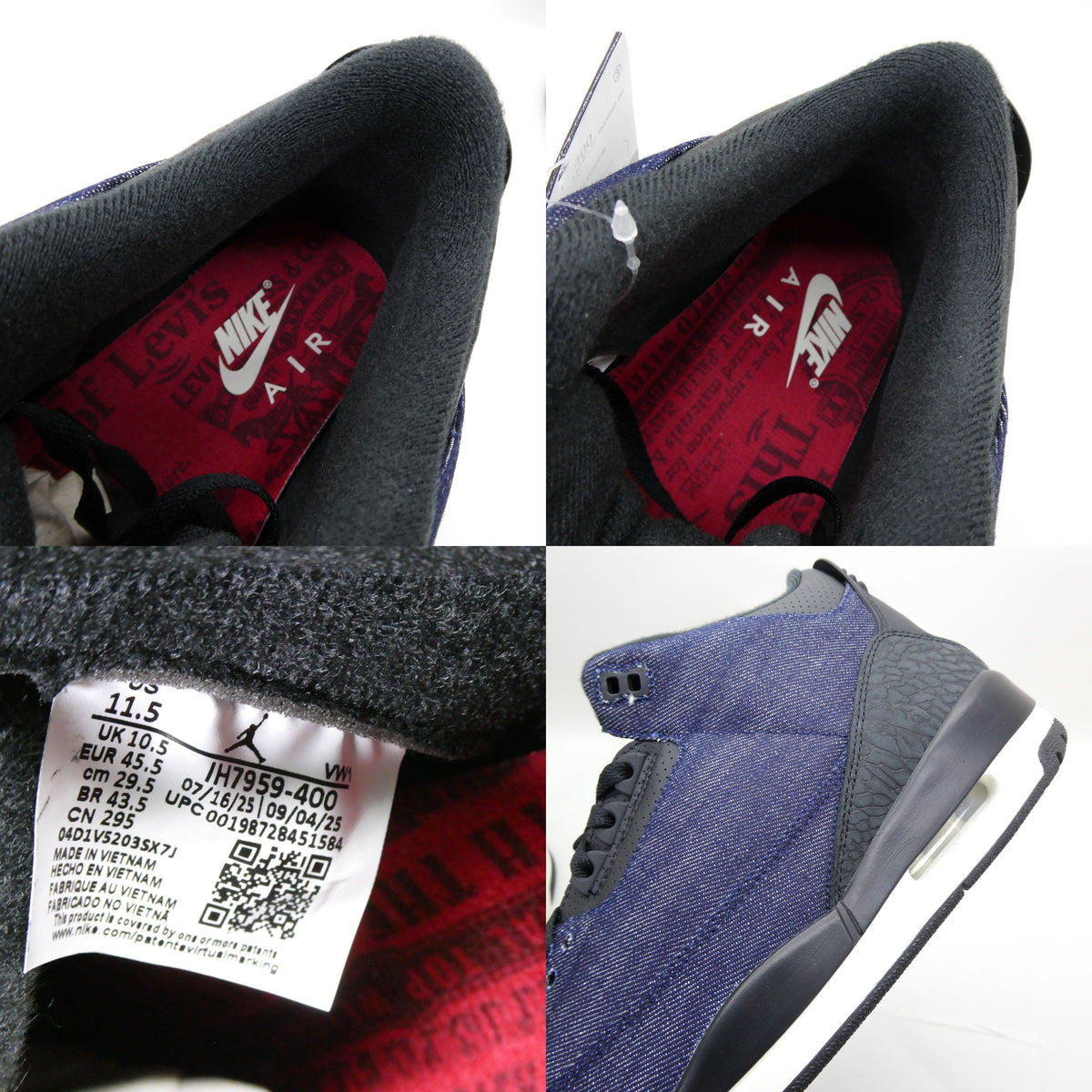 Levi's x Nike Air Jordan 3 Retro SP Sneakers Size 11.5