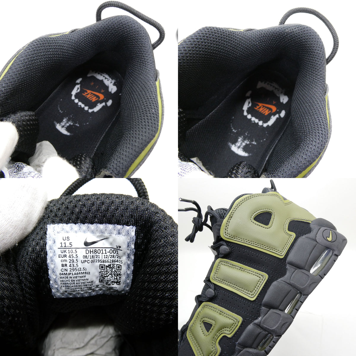 NIKE Air More Uptempo 96 Black Green Sneakers Size 10.5