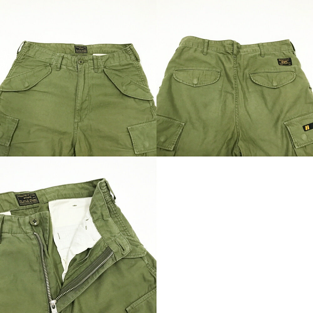 WTAPS Cargo Cotton Satin Trousers Olive Khaki Size 2