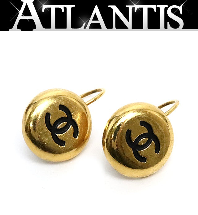CHANEL Coco Mark Round Earrings Gold Metal Size ONE SIZE