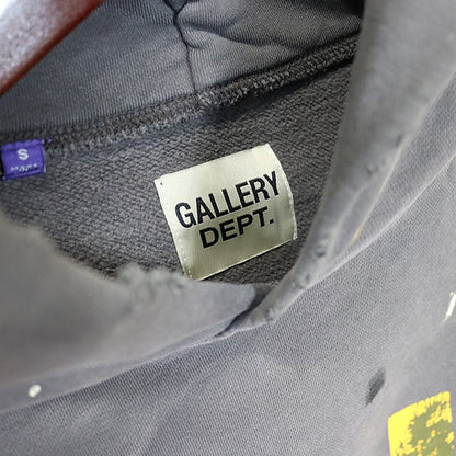 Gallery Dept Gray ATK Logo Paint Distressed Hoodie Size S
