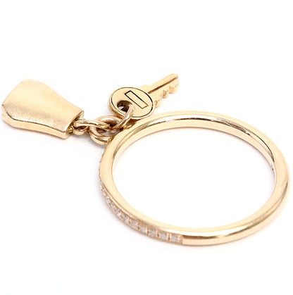 HERMES Kelly Clochette PM 18K Pink Gold Diamond Ring Size 51