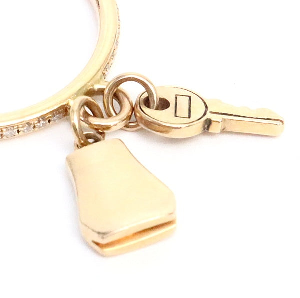 HERMES Kelly Clochette PM 18K Pink Gold Diamond Ring Size 51