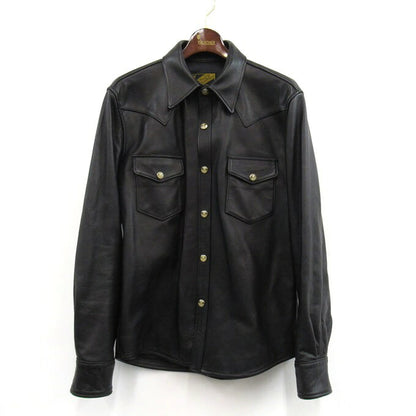 Y'2 LEATHER Steer Oil Western Shirt Black Size 42