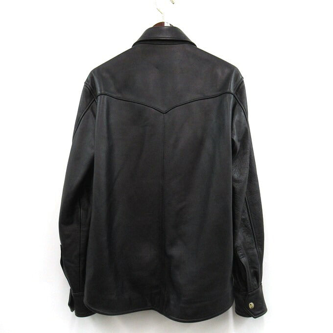 Y'2 LEATHER Steer Oil Western Shirt Black Size 42