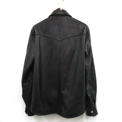 Y'2 LEATHER Steer Oil Western Shirt Black Size 42