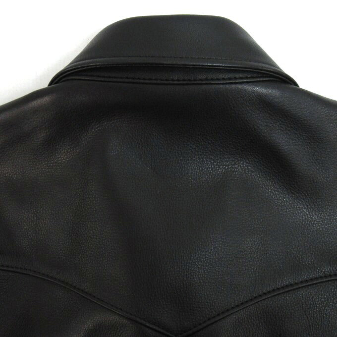 Y'2 LEATHER Steer Oil Western Shirt Black Size 42