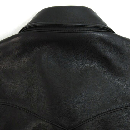 Y'2 LEATHER Steer Oil Western Shirt Black Size 42
