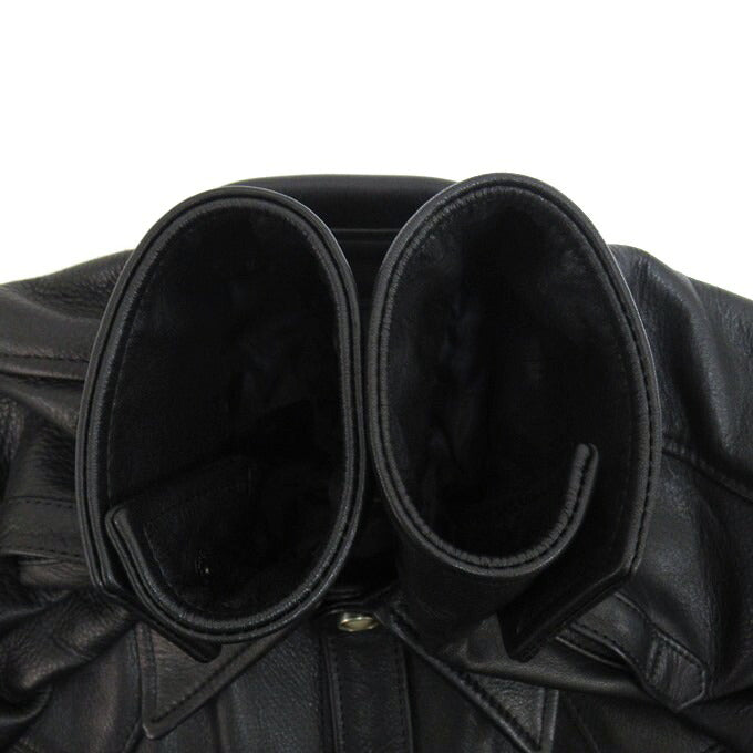 Y'2 LEATHER Steer Oil Western Shirt Black Size 42