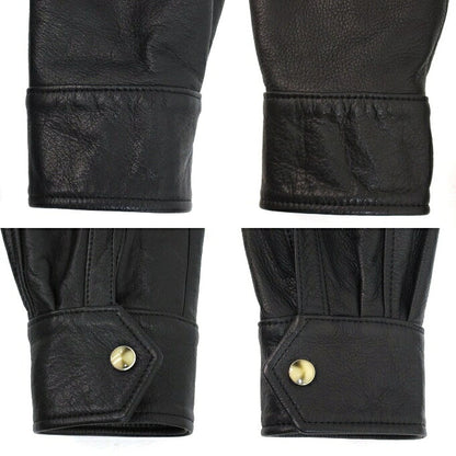 Y'2 LEATHER Steer Oil Western Shirt Black Size 42