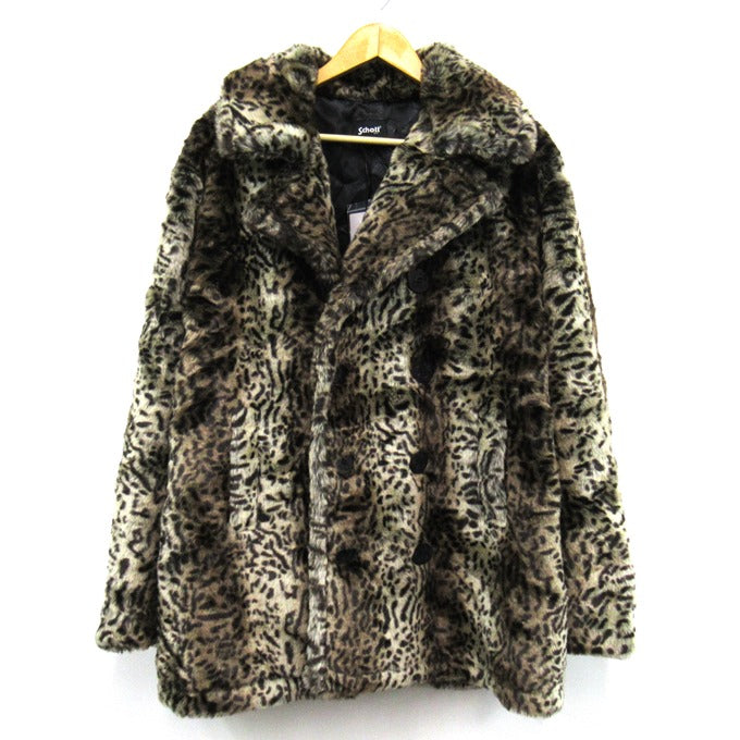 Schott Leopard Fur Peacoat Beige Coat Size XL