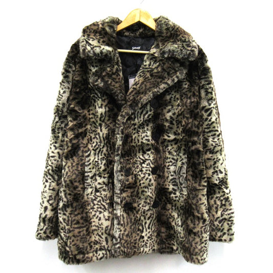 Schott Leopard Fur Peacoat Beige Coat Size XL