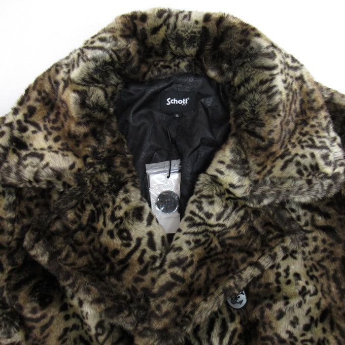 Schott Leopard Fur Peacoat Beige Coat Size XL
