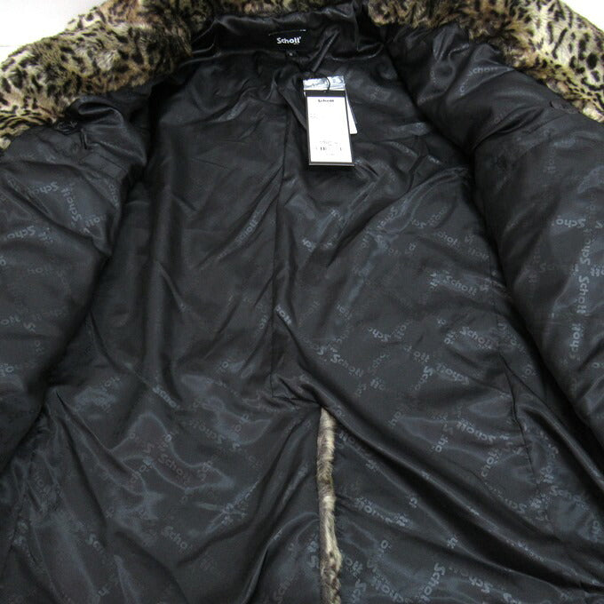 Schott Leopard Fur Peacoat Beige Coat Size XL