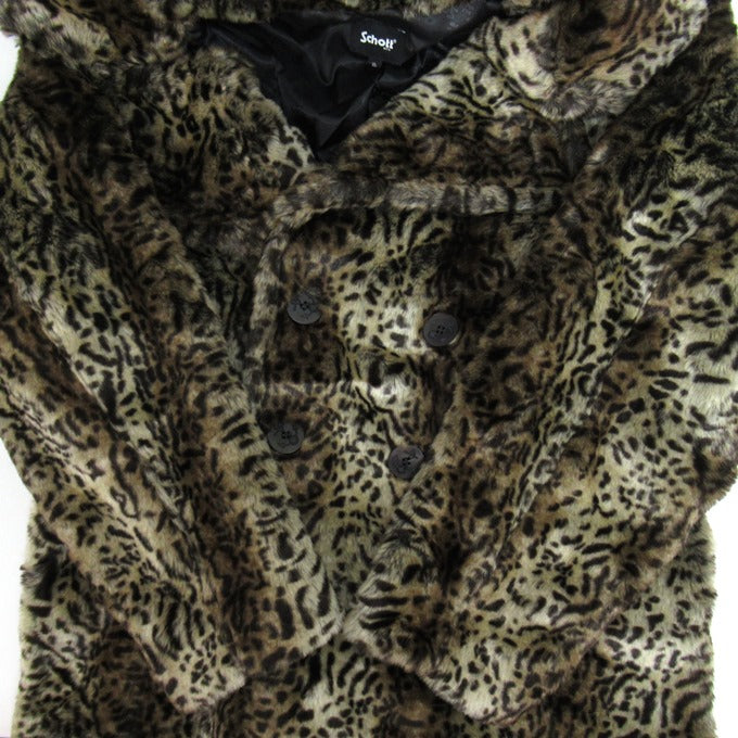 Schott Leopard Fur Peacoat Beige Coat Size XL