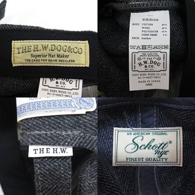 Schott x THE H.W.DOG&CO. Black Trucker Cap