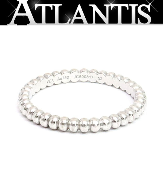 Van Cleef & Arpels Perlee Small 18K White Gold Ring Size 52
