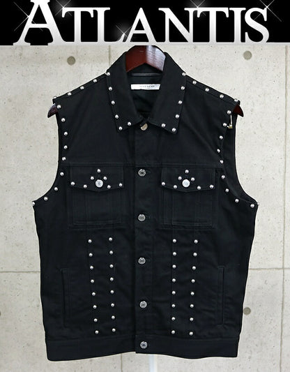 GIVENCHY Black Studded Denim Vest Size L
