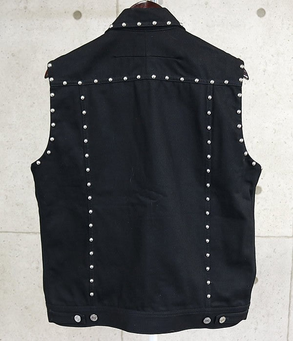 GIVENCHY Black Studded Denim Vest Size L