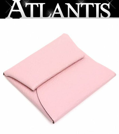 HERMES Bastia Chevre Leather Coin Pouch Pink Size ONE SIZE