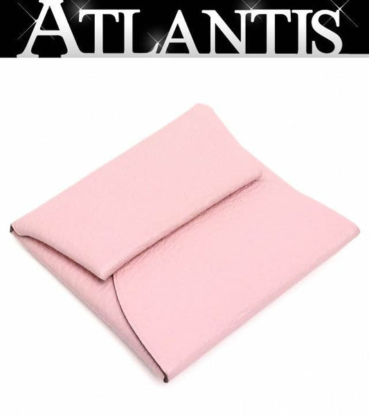 HERMES Bastia Chevre Leather Coin Pouch Pink Size ONE SIZE