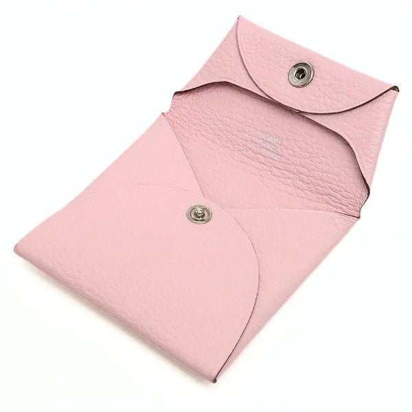 HERMES Bastia Chevre Leather Coin Pouch Pink Size ONE SIZE