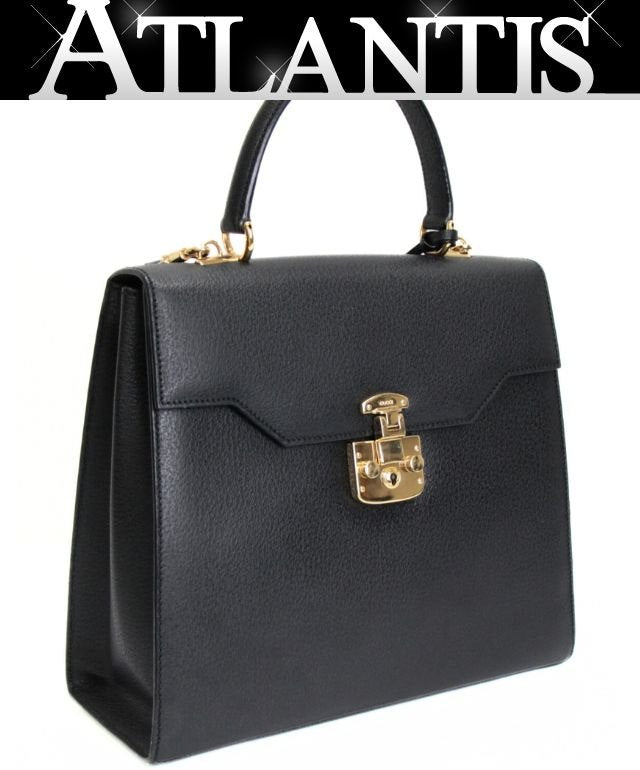 GUCCI Lady Lock 2-Way Medium Leather Bag Black Size ONE SIZE