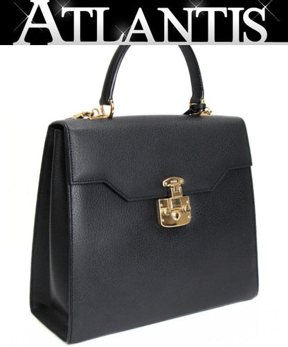 GUCCI Lady Lock 2-Way Medium Leather Bag Black Size ONE SIZE